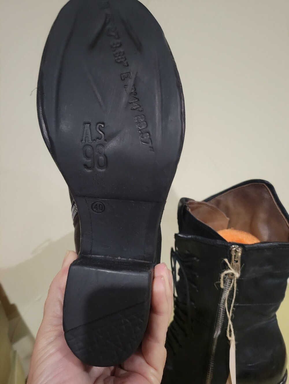 NIB A.S.98 JASPER Black Lace-Up Mid-Calf Heeled Boots - Women 40 - Picture 6 of 6